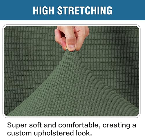 Vista 175 de H.VERSAILTEX Funda otomana elástica, funda otomana redonda, cubierta de almacenamiento otomana, funda protectora de muebles para reposapiés, ajuste