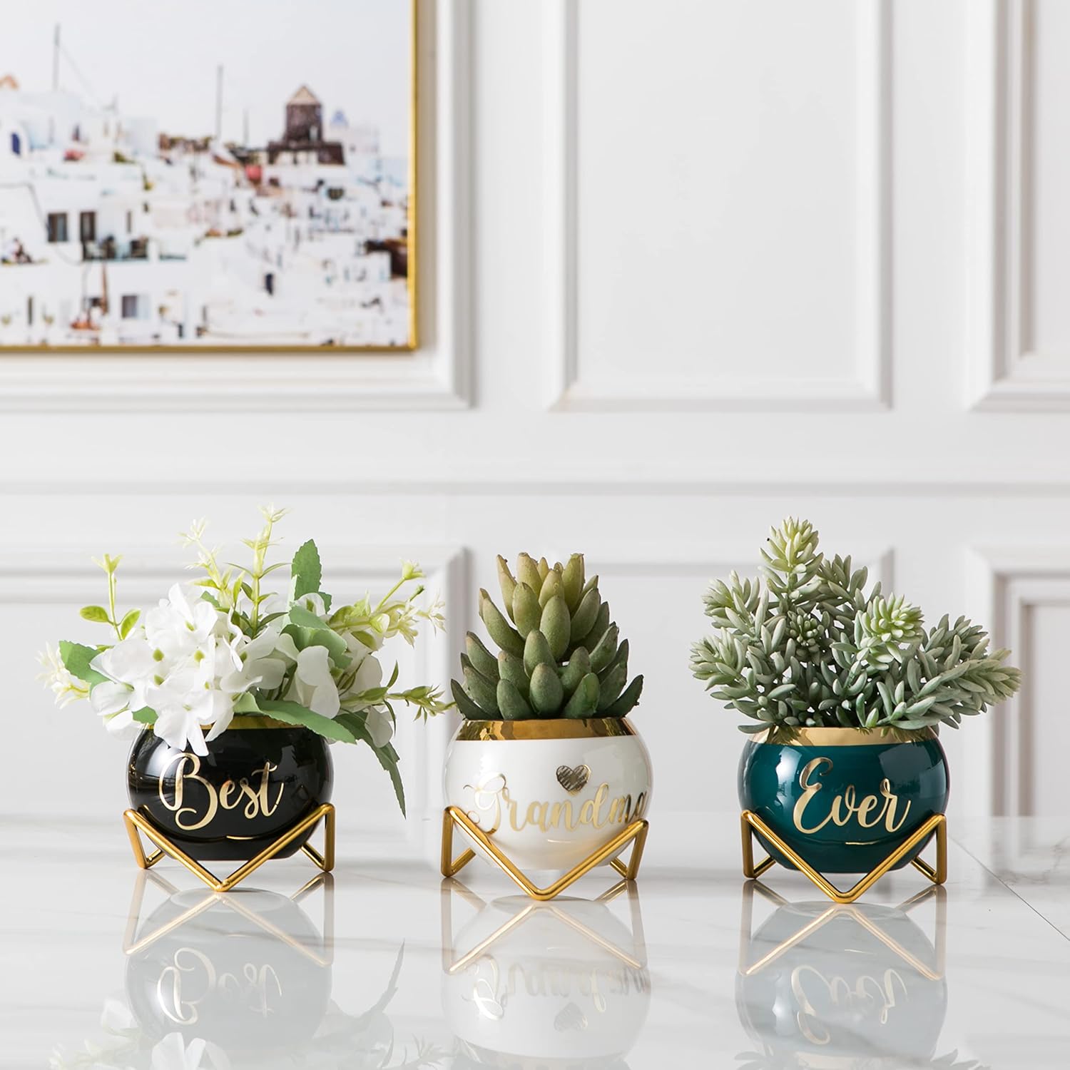 PeraBella Grandma Gifts - 3 Succulent Pots