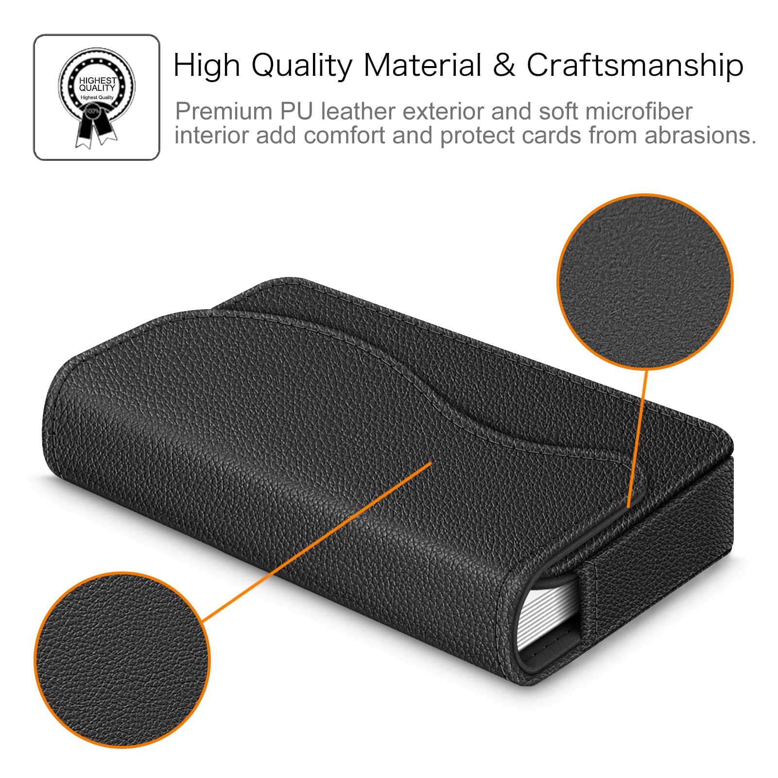 FINTIE Tarjetero de Comercial/Cartera de Tarjeta Crédito - Universal Organizador Tarjeta Exterior Sintético con Cierre Magnético, (*Negro)
