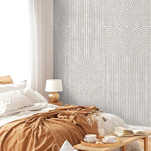 Miniatura 4 de Papel tapiz neutro para despegar y pegar, bohemio, extraíble, abstracto, moderno, papel de contacto para aula, autoadhesivo, papel de pared para