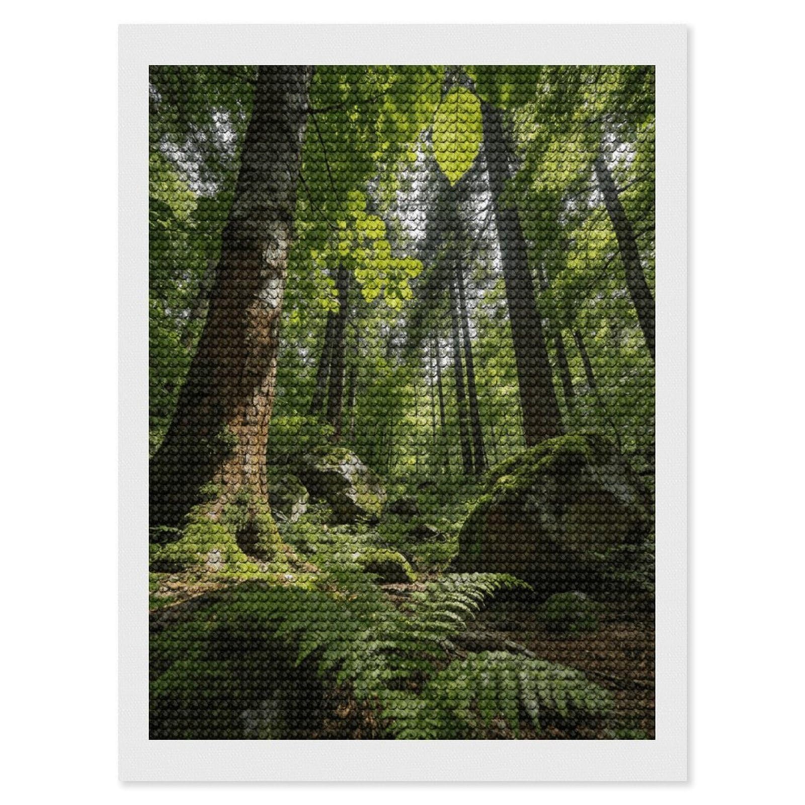 FekiLoot Forest Paint by Numbers Kit for Adults Beginner DIY Diamond Dots Paintings Round Full Drill Diamond Art Kits Picture Diamond Art Painting Kits for Home Decor 12"x16"