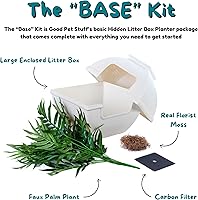 Vista 32 de Good Pet Stuff Kit original de caja de arena oculta y forro reutilizable, maceta redonda cerrada con plantas artificiales, sistema de filtro de olor
