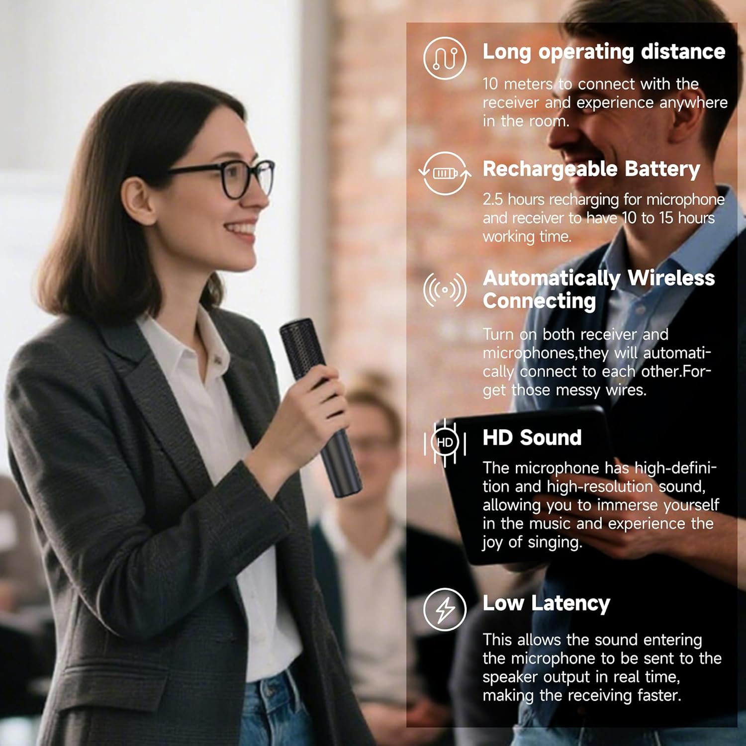 Wireless Microphones System,Dual Handheld Microphone with Rechargeable Receiver, for Karaoke, Speech, Wedding, Church, PA System,Outdoor Events,Party Gifts - Image 7