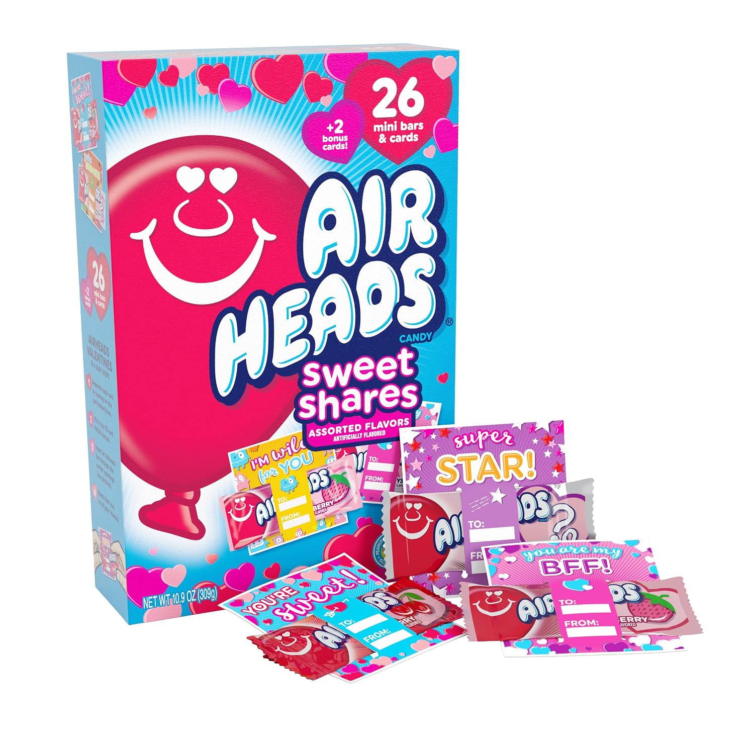Airheads Candy, Valentine's Day Assorted Flavors Exchange Box - Includes 26 Mini Bars & Cards (Pack of 2) image 5