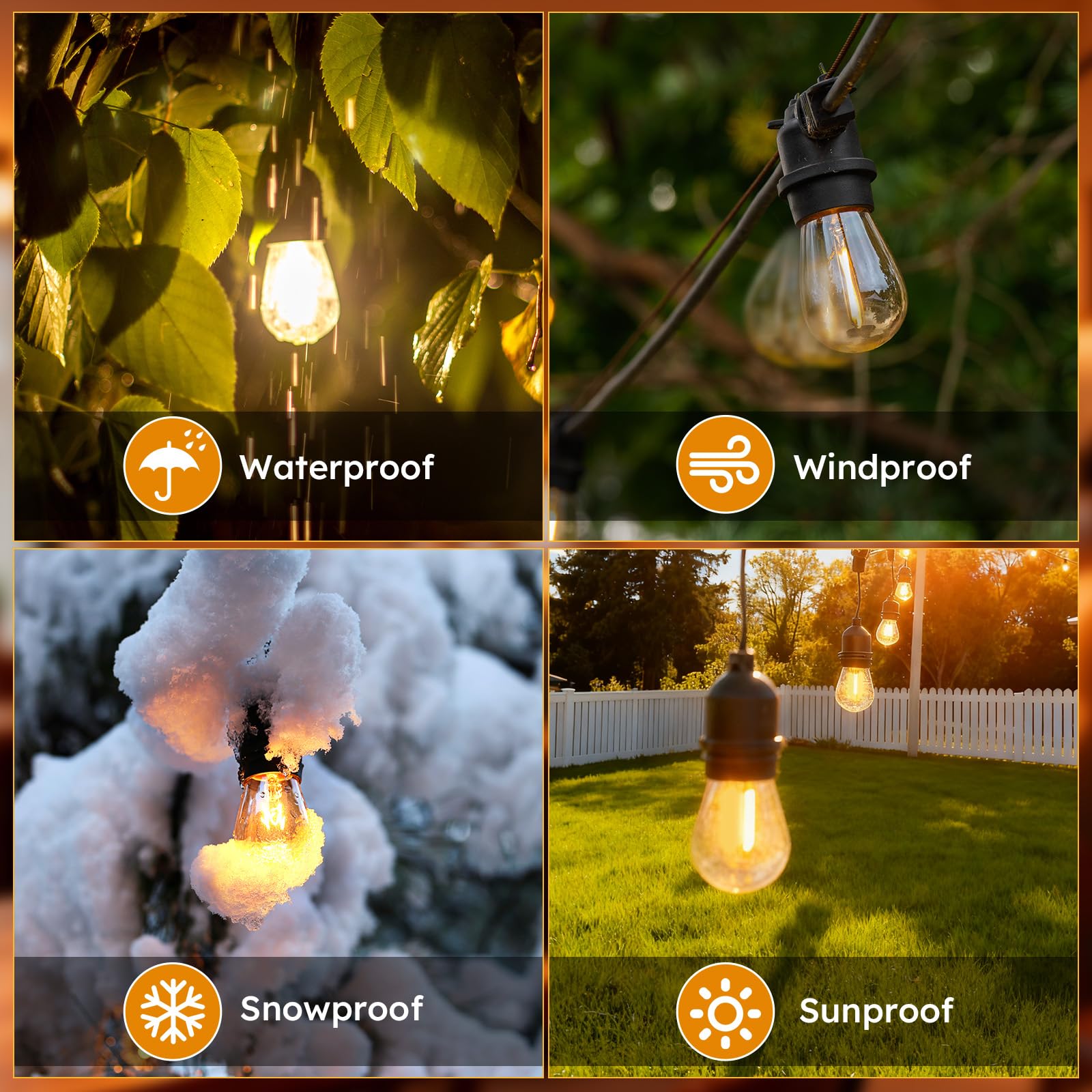 48 Pack S14 LED Replacement Light Bulbs Shatterproof Plastic 1W Outdoor String Light Bulbs for Patio Garden Waterproof — view 4