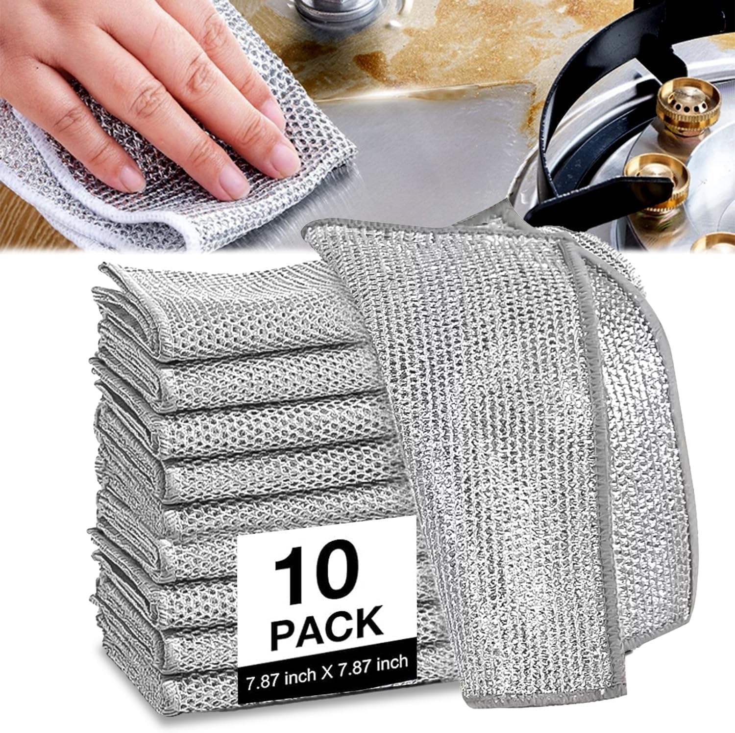 Non Scratch Dish Wash Cloth (Pack of 10) - Scrubber for Utensils - Steel Scrubber for Utensils - Kitchen Cleaning Cloth - Urban Wipe Kitchen Cleaner - Steel Wire Dish Cloth (B0DBF8WL8P) Amazon Price History, Amazon Price Tracker