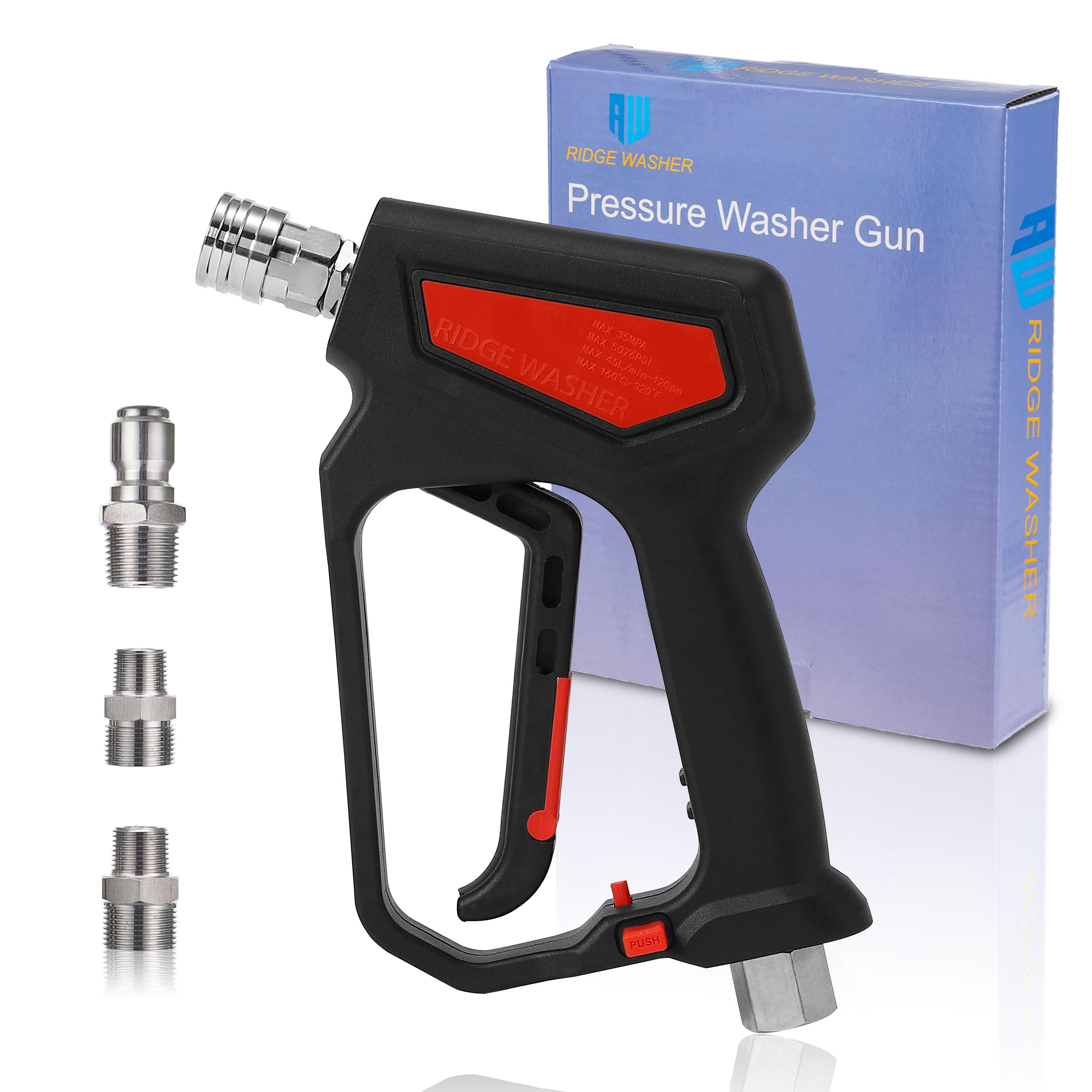 RIDGE WASHER Pressure Washer Gun 5000 PSI, 12 GPM, High Pressure Spray Gun with 1/4" Quick Connector, 3/8'' Quick Connect, M22-14 mm and M22-15 mm Fitting-image-19