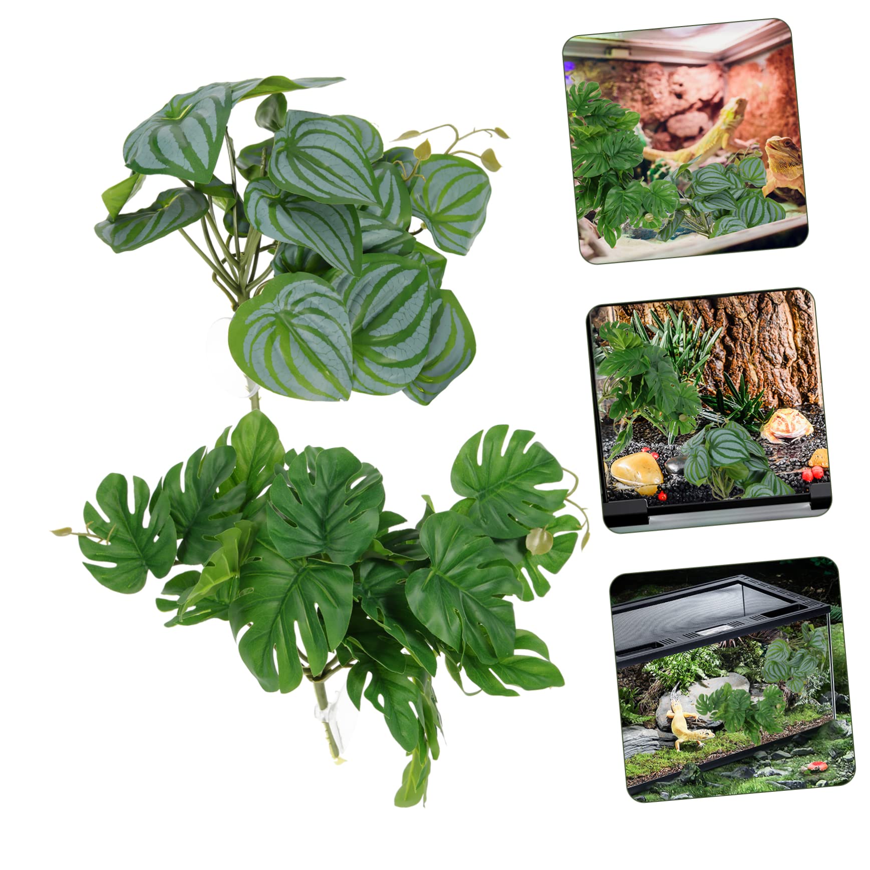 Happyyami 10kawałki Dekoracyjnych Sztucznych Roślin Do Terrarium Dla Gadów Realistyczne Liście Ozdoby Do Akwarium Dekoracje Dla Gadów Naturalny Wygląd