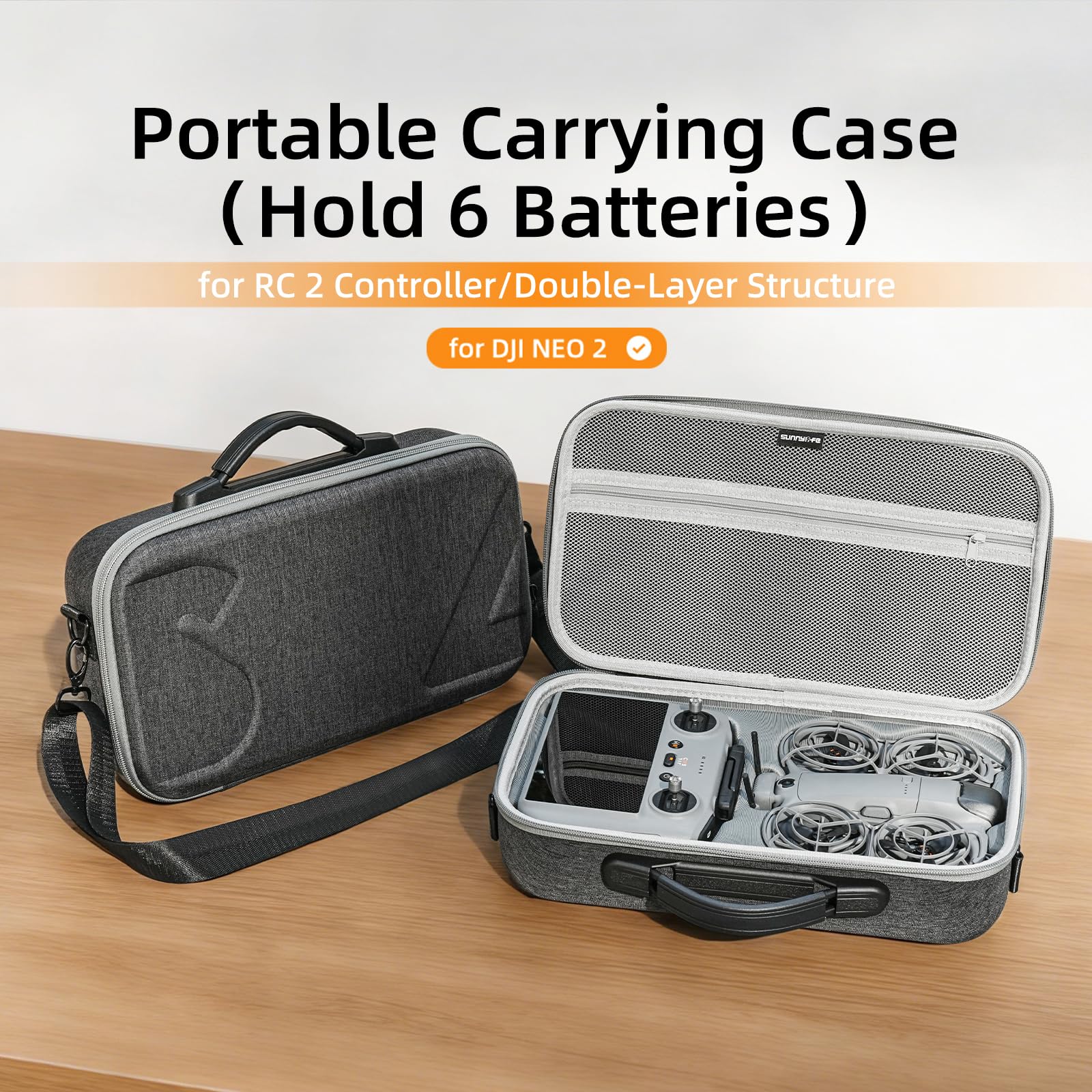 ZJRXM Tasche für DJI Neo 2 Zubehör und RC 2 Controller, Tragbar Schutztasche für DJI Neo 2 Drohne,RC 2 Controller,Neo 2 Akku,Zweiwege-Ladestation, Kompakte Reisetasche - 3