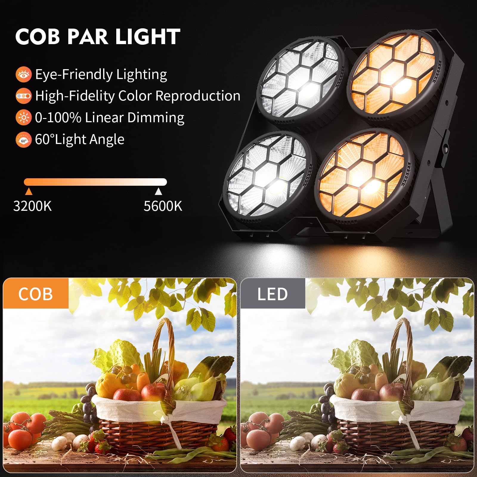 400W LED Par,COB RGB Luce da Palcoscenico,Bianco Freddo/Caldo Illuminazione Blinder DMX512,Faretto Luci da Palco Luce di Scena per Discoteca Matrimonio Bar Feste Festival,4 PCS