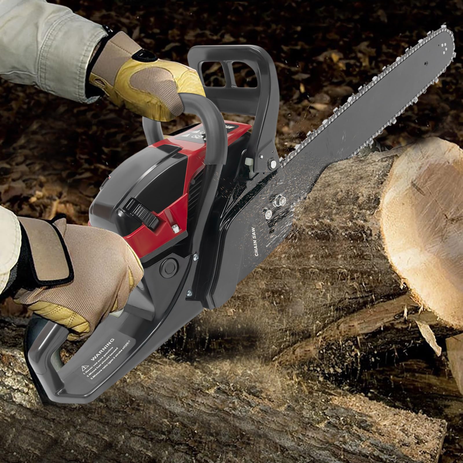 Benzin Kettensäge 5.7PS Motorkettensäge Kettensägen 16"+20