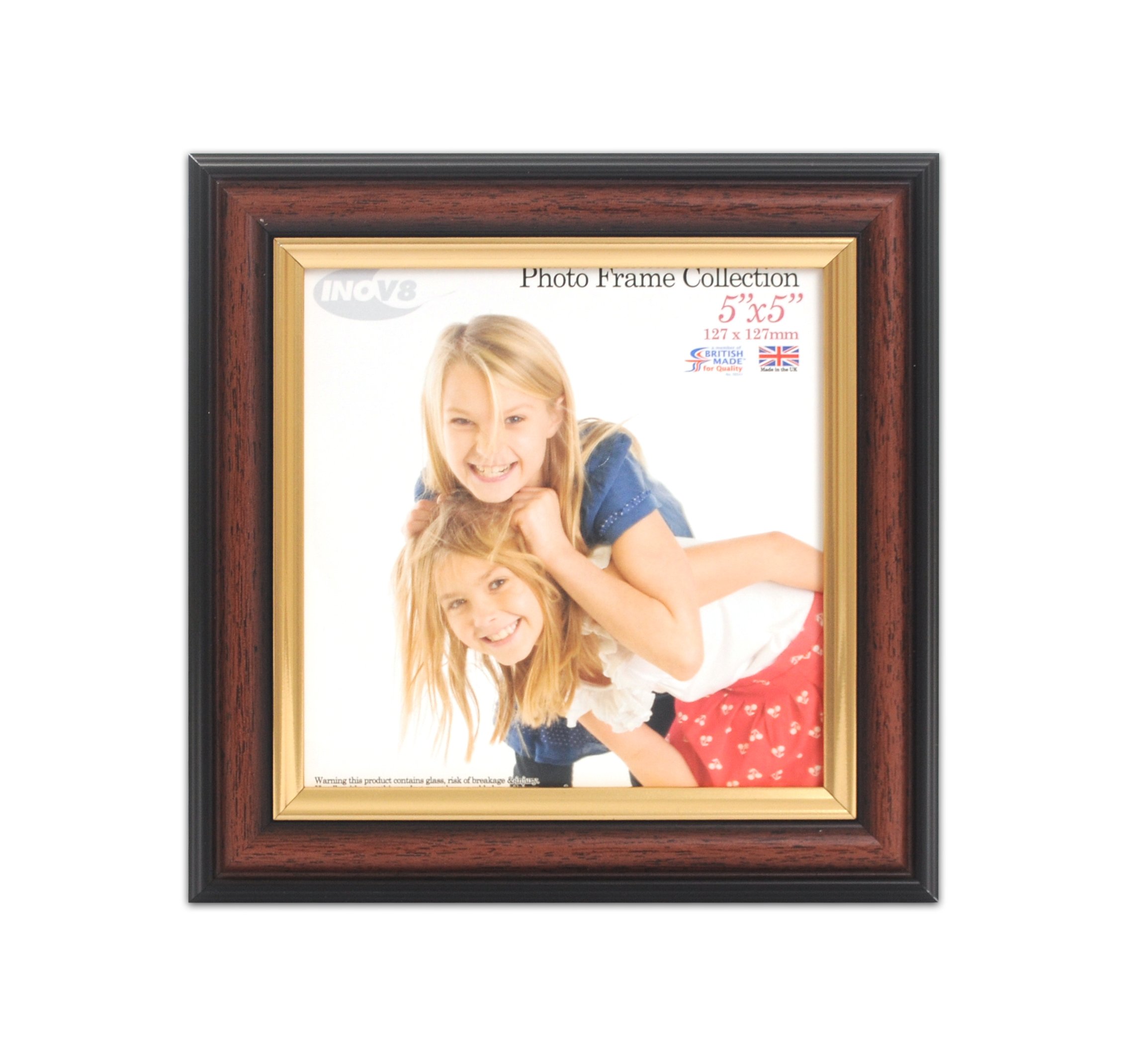 Inov8 British Made Traditional Picture/Photo Frame, 5x5-inch, Mahogany