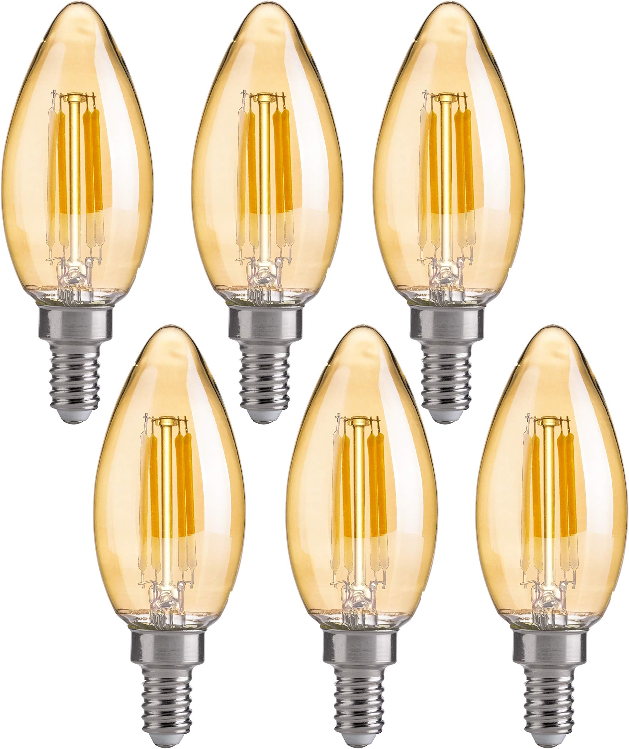 Flsnt 40w Equivalent Led Chandelier Light Bulbs Dimmable Amber Led B11 E12 Candelabra Base Bulbs 2200k Warm White 330lm 6 Pack Amazon Com