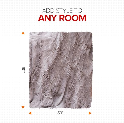 Miniatura 6 de Cheer Collection Manta de piel sintética para sofá cama dormitorio y sala de estar patrón de diseño de hojas suave y acogedor decoración elegante