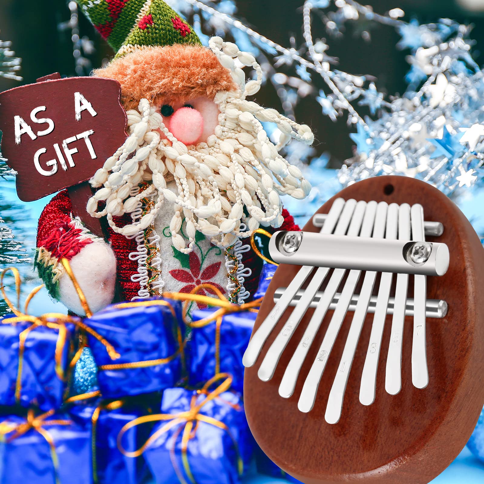 EASTROCK Mini kalimba à 8 touches, piano à pouce avec accessoire, cadeau exquis, décoration de piano à doigts pour débutants