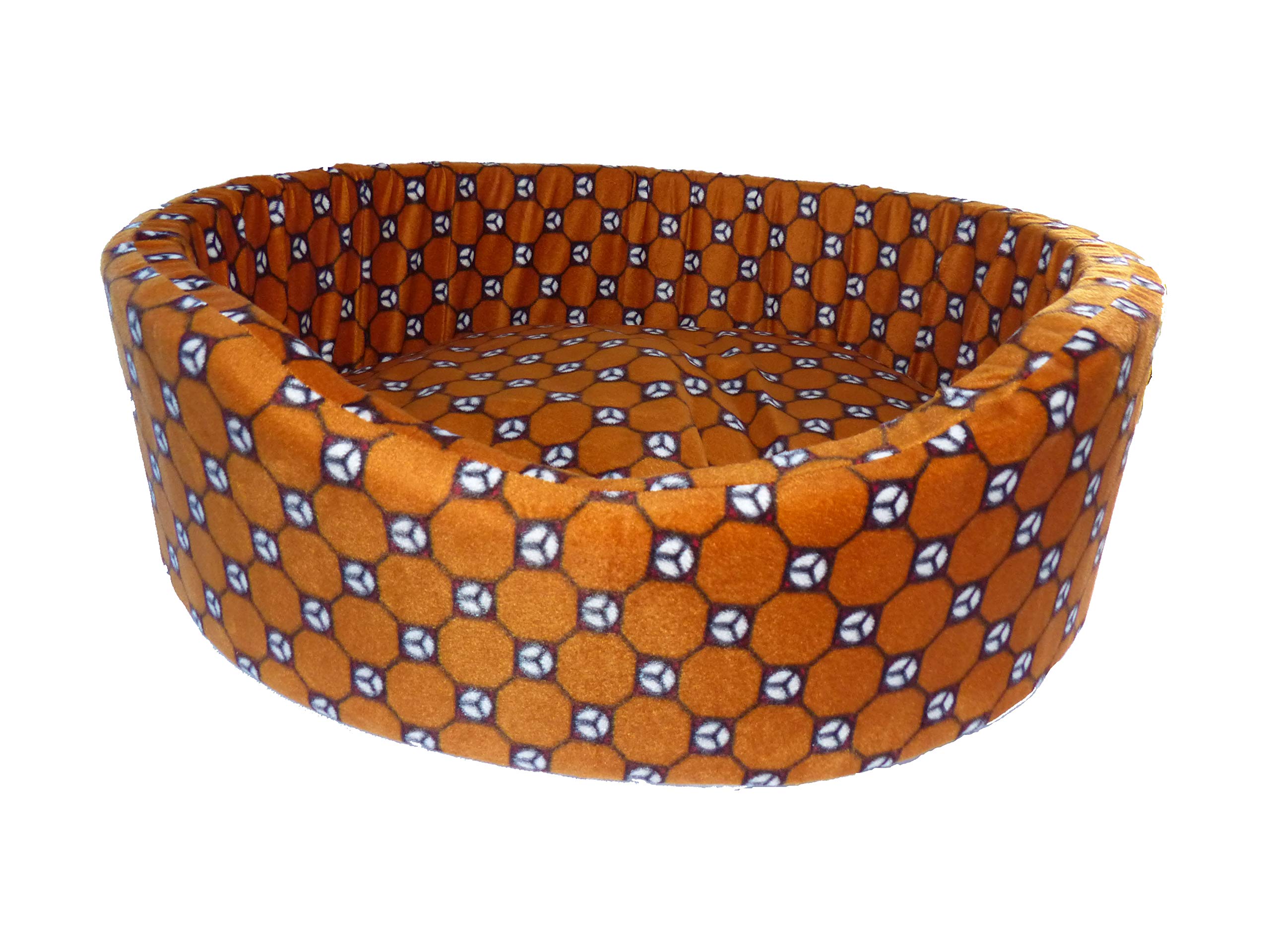 Choostix Bed, Dog & Cat EPE Foam Basket, Royal Round, Ultra Soft, Check with Star, Brown, Medium, 900 Gram