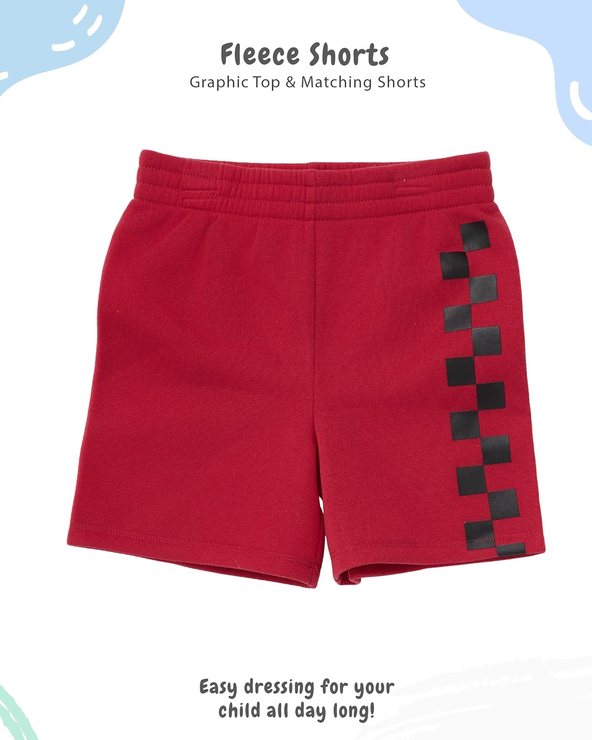 Disney Pixar Cars Lenticular Lightning McQueen Toddler Outfit for Boys, 2 Piece T-Shirt & Fleece Shorts Set