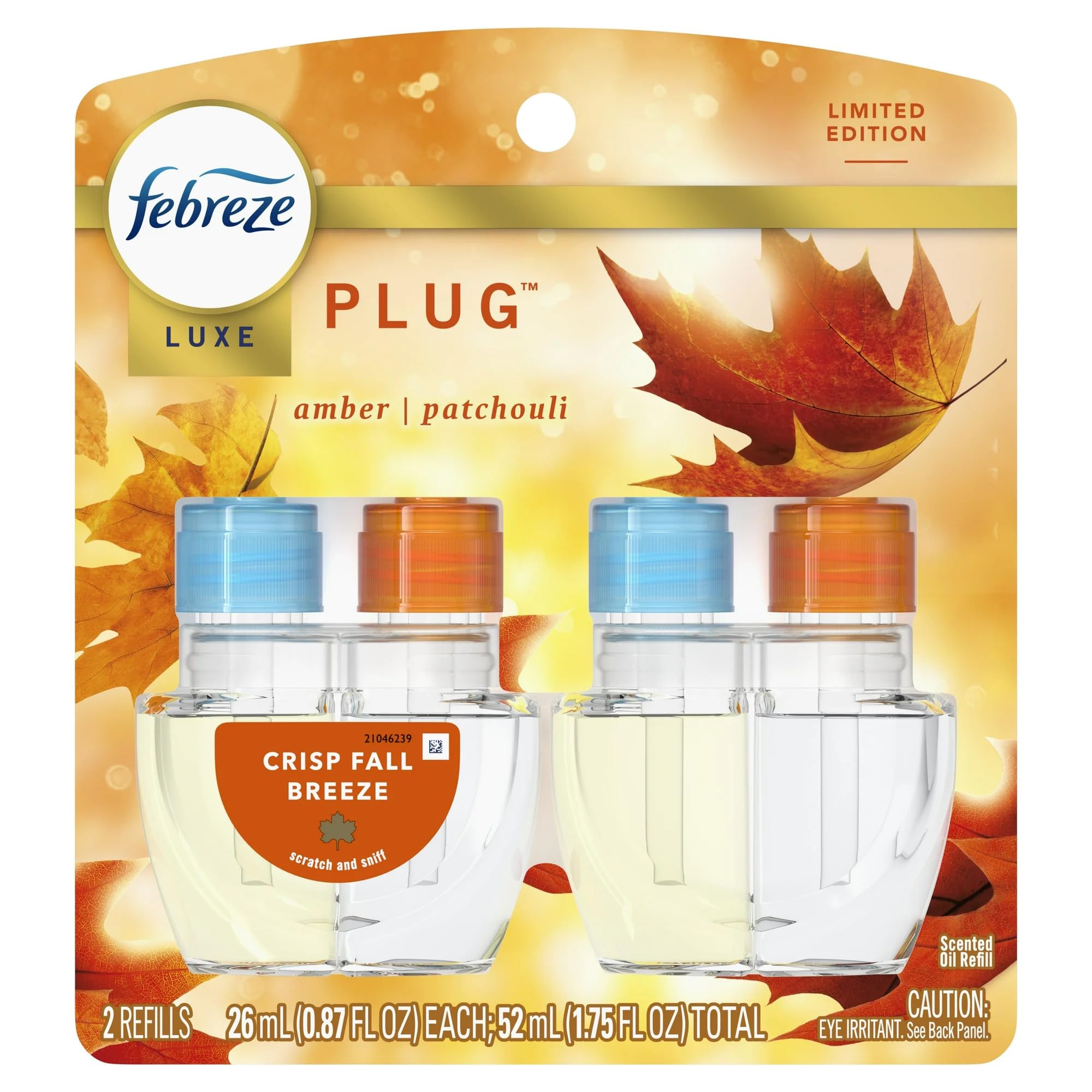 Feb reze Plug Refill Odor-Fighting Air Freshener Crisp Fall Breeze Scent 2 Count 0 87 fl oz Each
