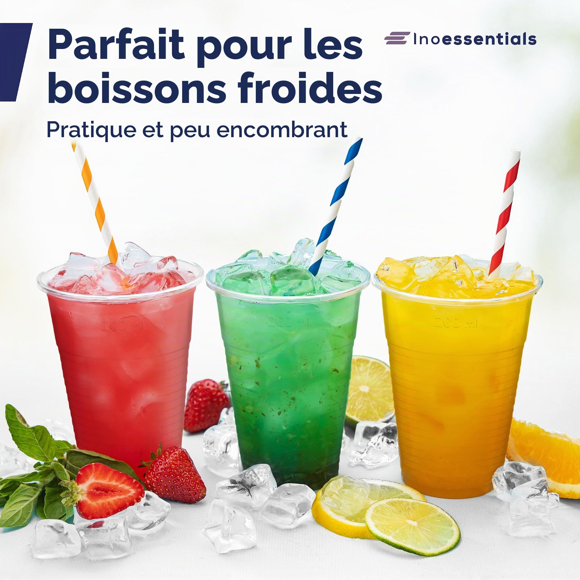 Inoverse Lot de 1000 gobelets en plastique de 0,4 l – Transparents – Gobelets à bière, gobelets en plastique, gobelets de fête, gobelets à eau, gobelets Slush
