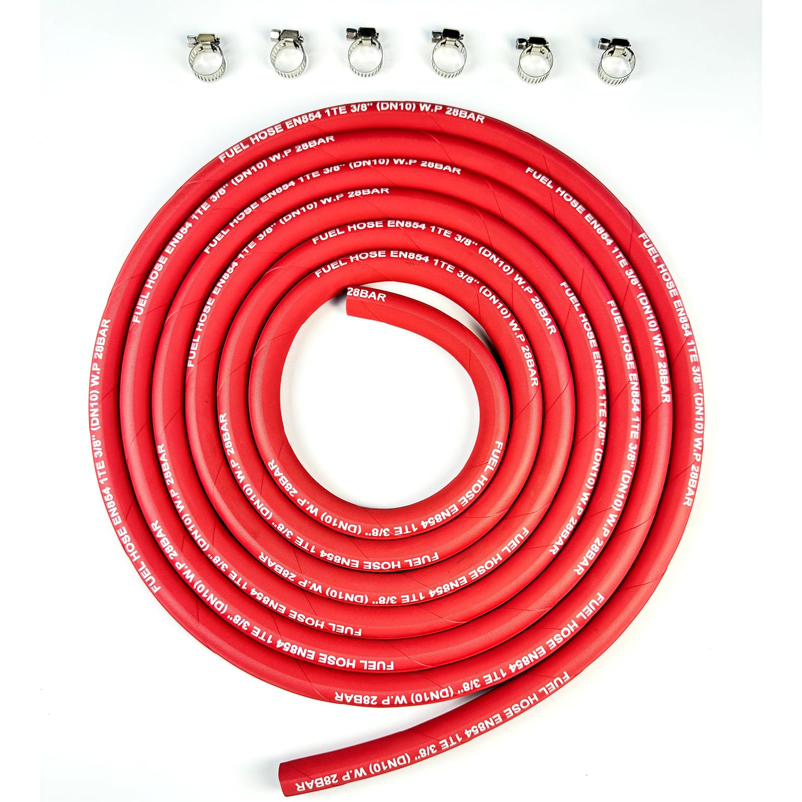 15FT Fuel Line 3/8" IN,6AN 10MM,2.8Mpa 400PSI,Fuel Systems Tube Hose,Red