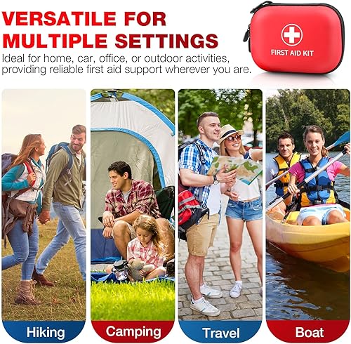Miniatura 7 de Mini kit de primeros auxilios 100 piezas kit de emergencia para el hogar, coche, viajes, pequeños kits de primeros auxilios para senderismo,