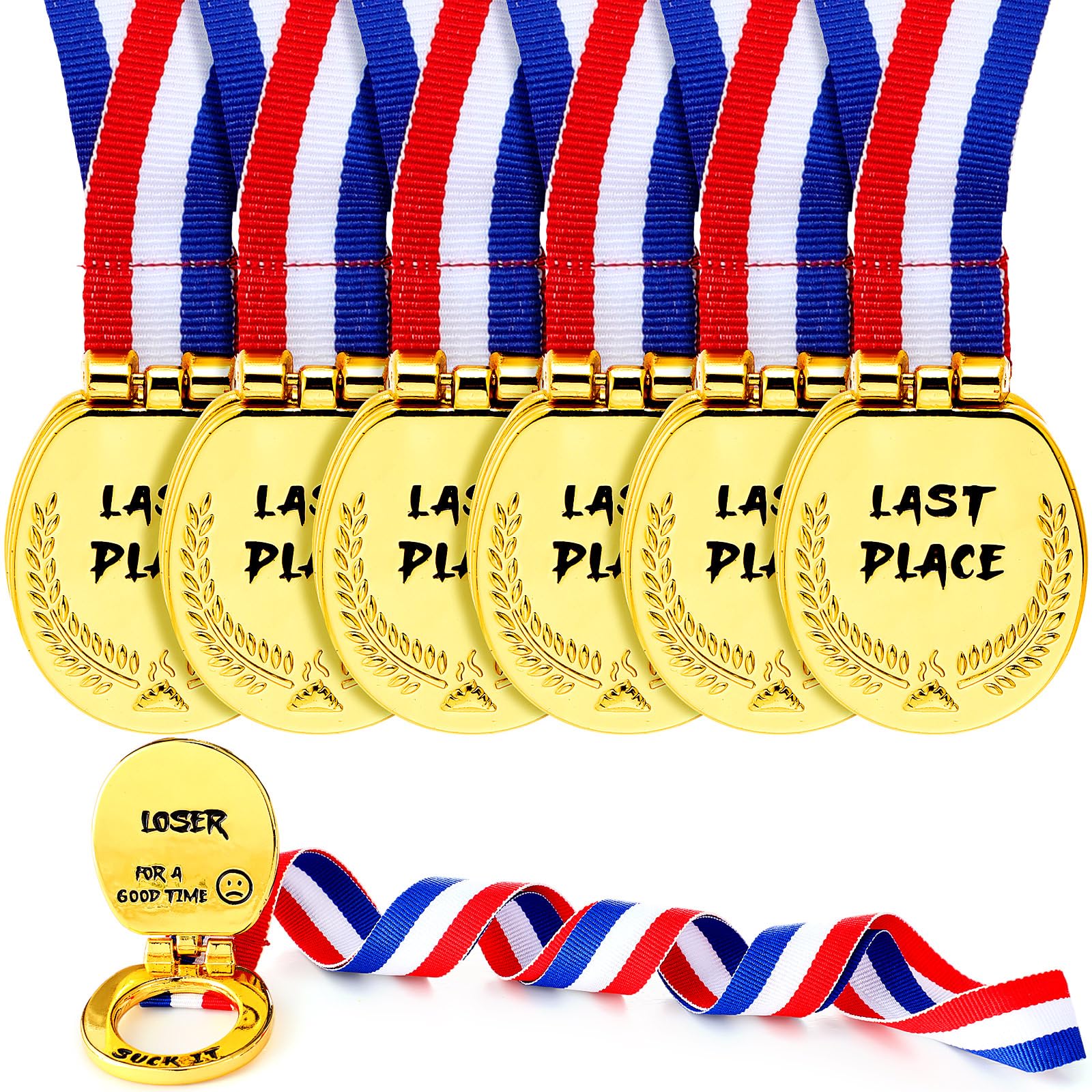 Misdary Last Place Medal Toilet Seat Flip Cover Design Loser Award Funny 1.6 Inch Wide Toilet Medal with Webbing Last Place Trophy for Competitions