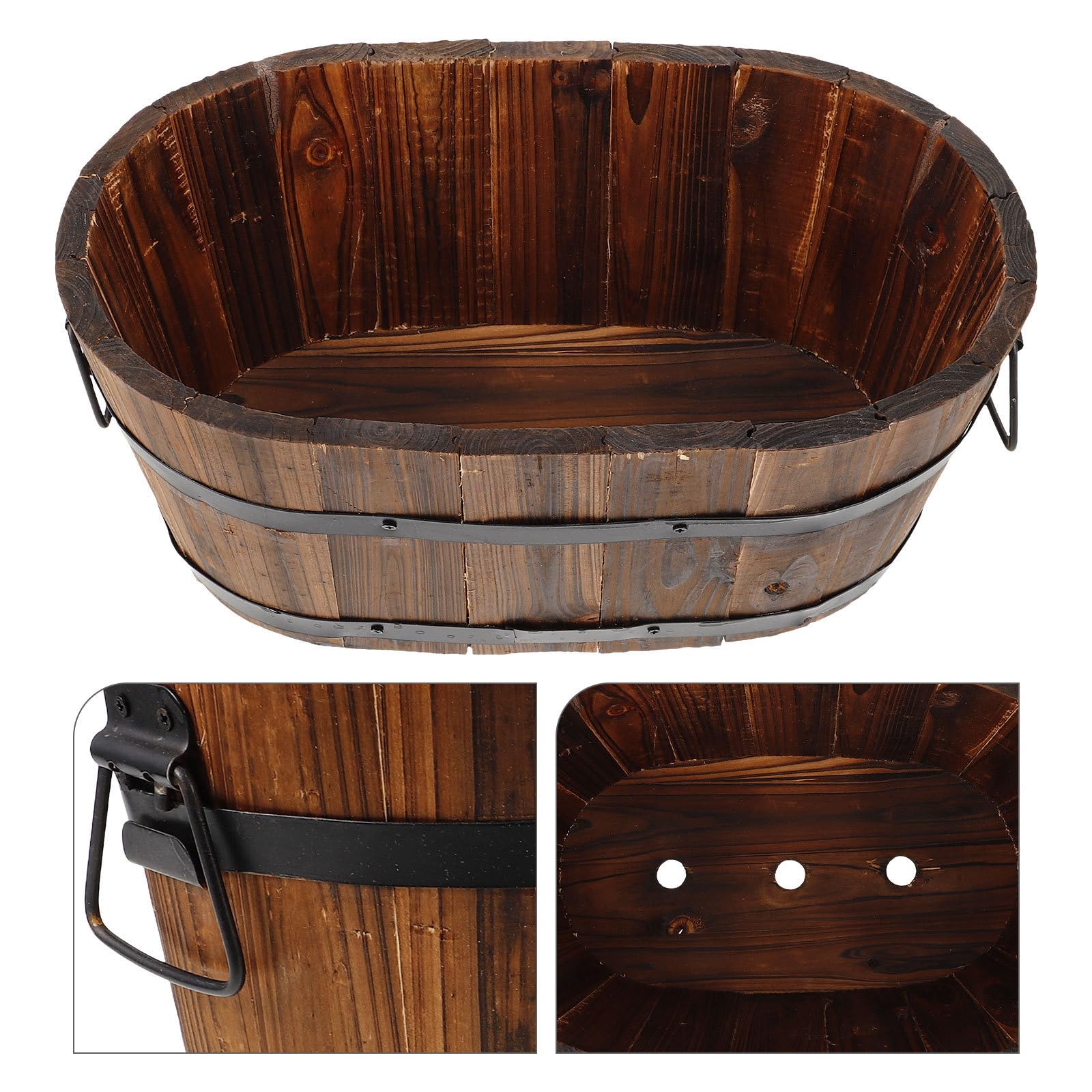 WOONEKY Holz Pflanzkübel Recycelbar Für Wohnzimmer Und Balkon Multifunktional Gemüse Gartenbedarf Pflanzgefäße 30x20x25cm