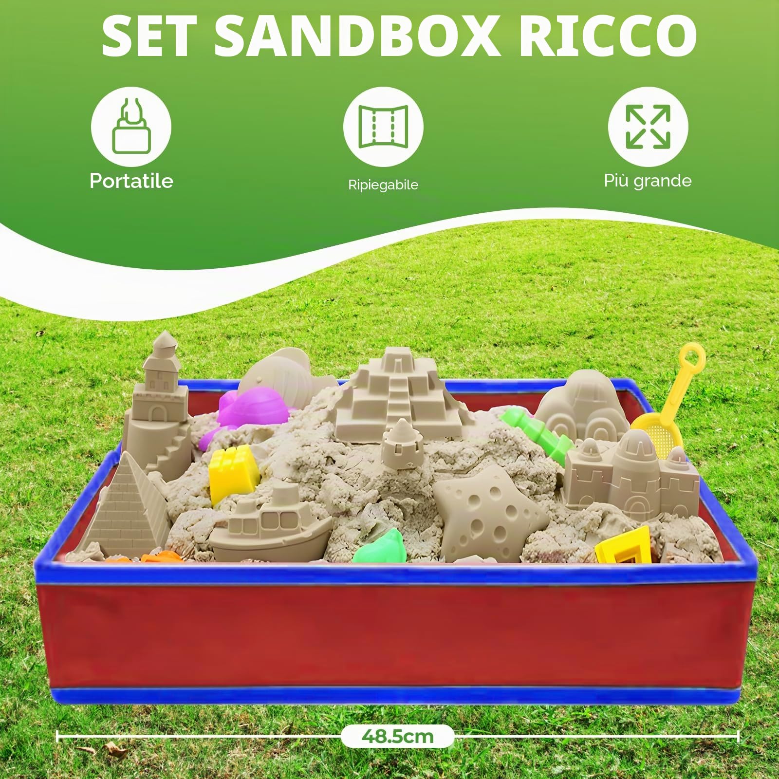 TEBOKHAD Sabbia Cinetica per Bambini Veicoli Di Ingegneria, Kit Di Sand Con 1 Kg Sabbia Magica, Pieghevole Sabbiera Veicolo Giocattolo, Sabbia Cinetica Bambini per Ragazzi E Ragazze Oltre I 3 Anni