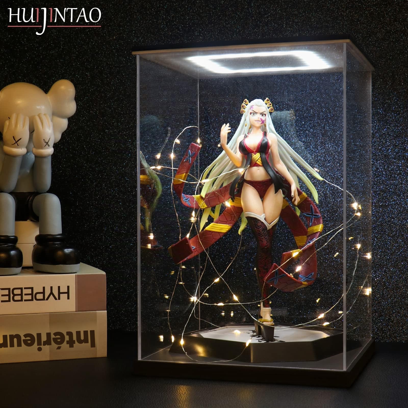 Vitrine pour Collection, Boite Acrylique, Vitrine Figurine Transparent, Vitrine Acrylique en Verre pour Collection, Figurine, Voitures Miniatures | avec éclairage LED (20x20x35 cm)