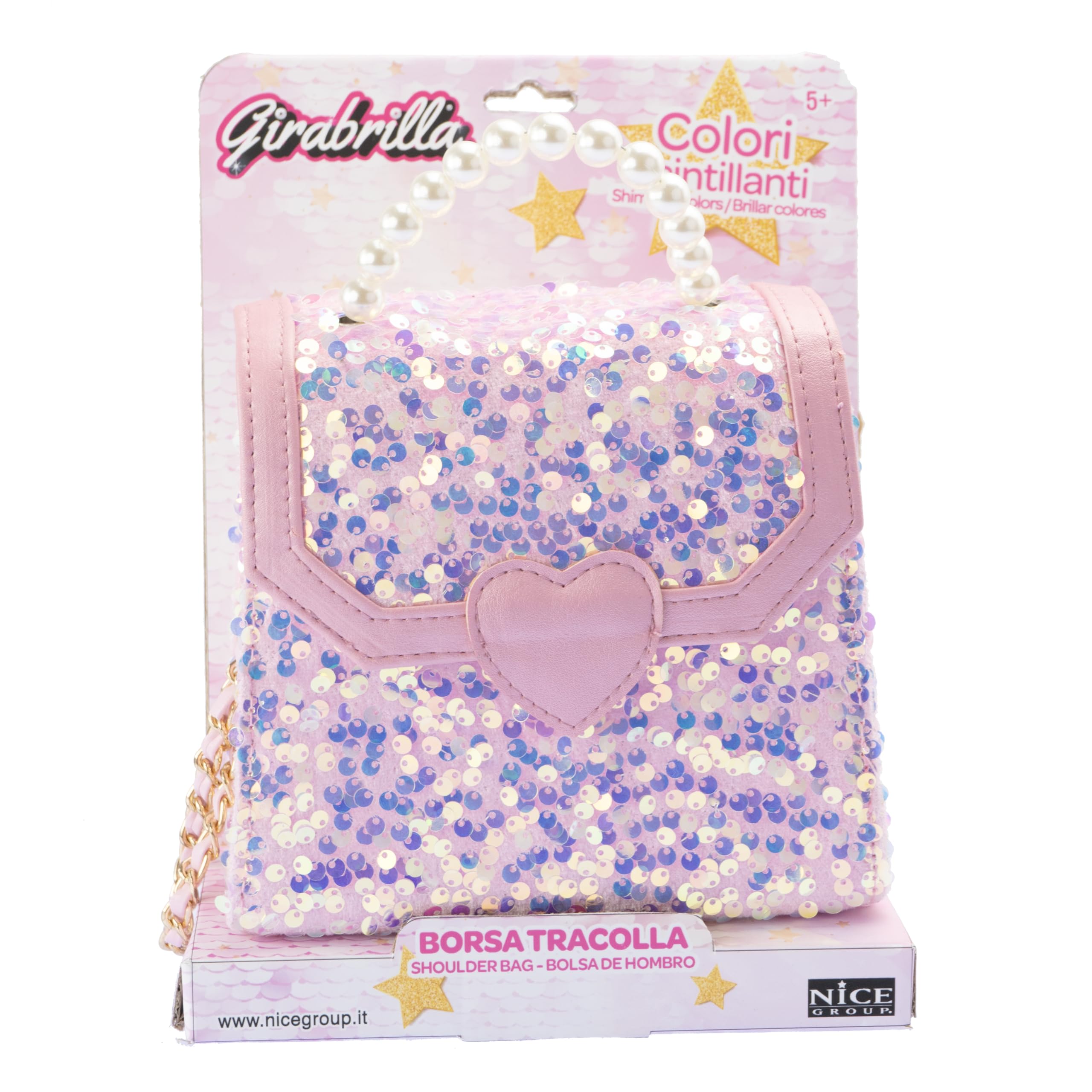 Girabrilla Fashion - Bolso de mano con asa de perlas y correa