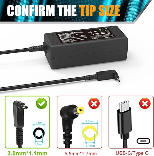 Miniatura 2 de Adaptador de CA de 19V 3.42A 65W Cargador para portátil Acer Chromebook 11 13 14 15 R11 CB3 CB5 C740 C720 C720p C738T C731 CB3-532 CB3-131 CB3-531