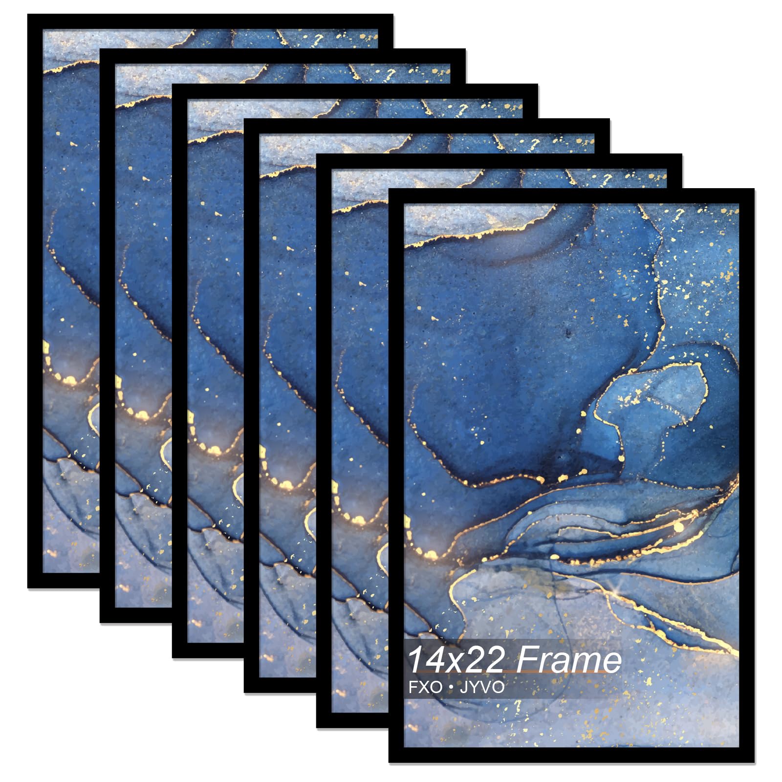 Fxojyvo 14x22 Picture Frame Set of 6, Black Frame for 14 x 22 Inch Picture Poster Photo, Light Weight and High Transparent 14 by 22 Frame for Wall - 6 Pack/Black/14 x22