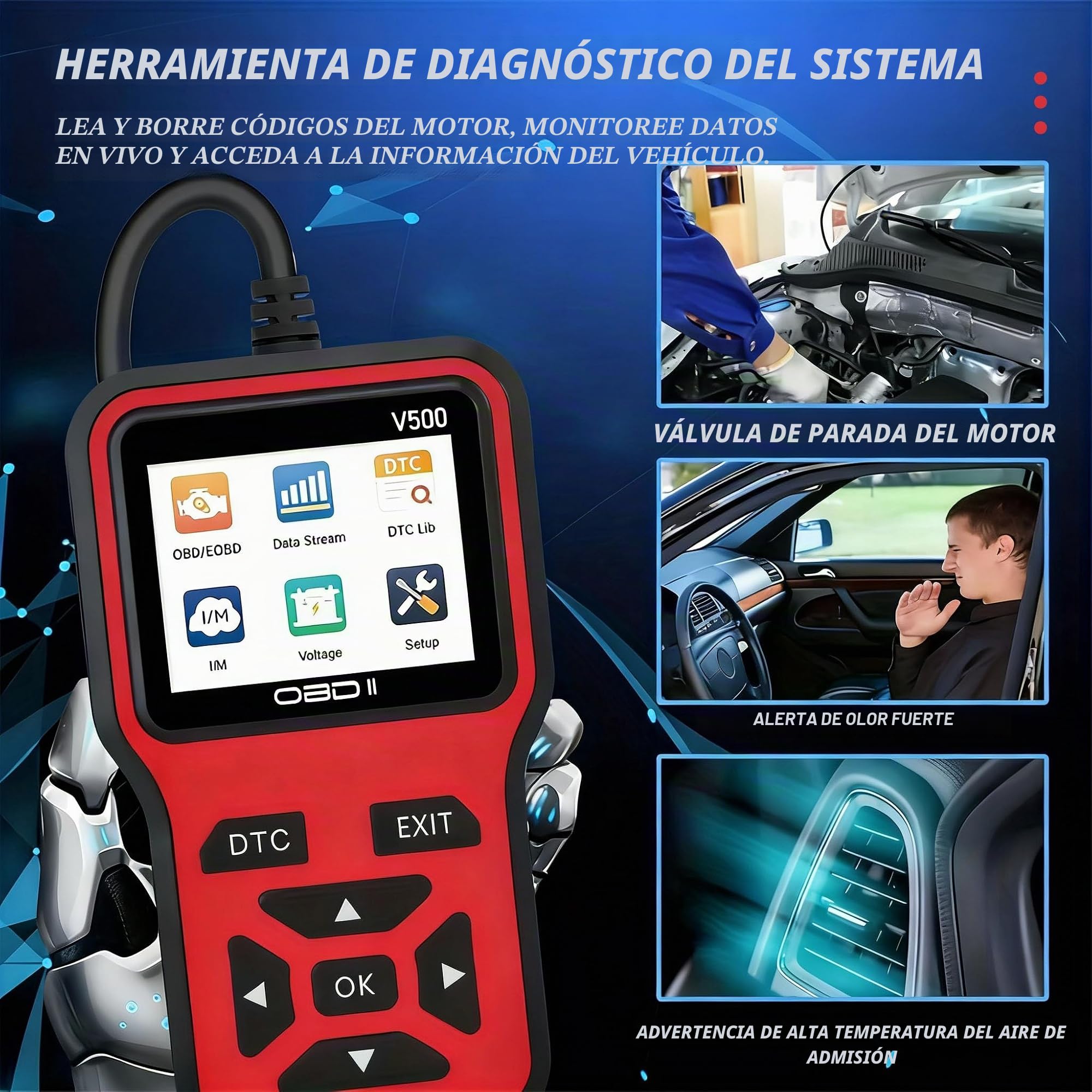 OBD2 Diagnosis para Renault Clio Megane Captur Koleos Zoe Talisman Espace Scenic, Rápido Lectura Códigos Error, Portátil Diagnosis Coche Multimarca, Fiable Datos en Tiempo Real, Scanner OBD2