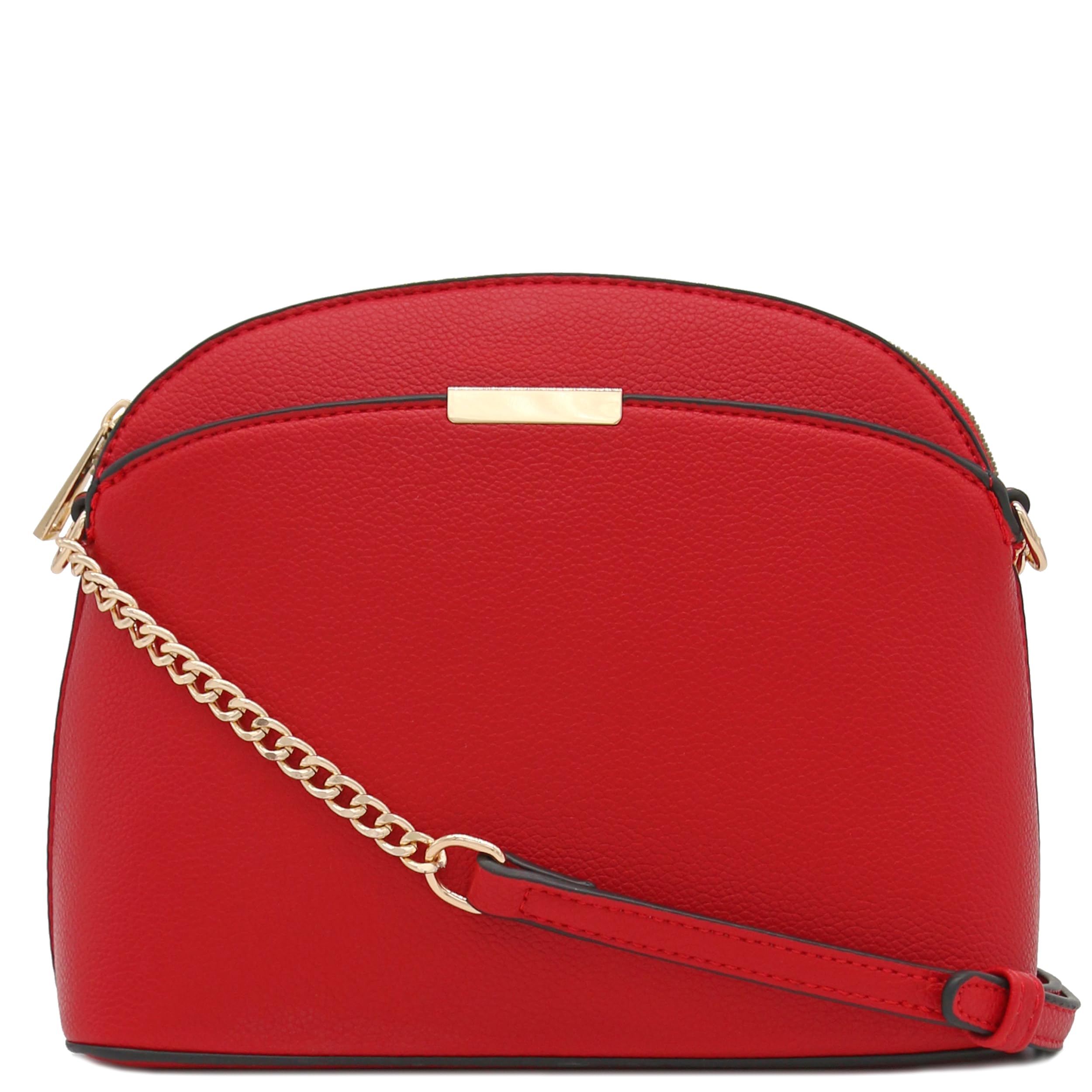 FashionPuzzle Faux Leather Small Dome Crossbody Bag with Chain Strap