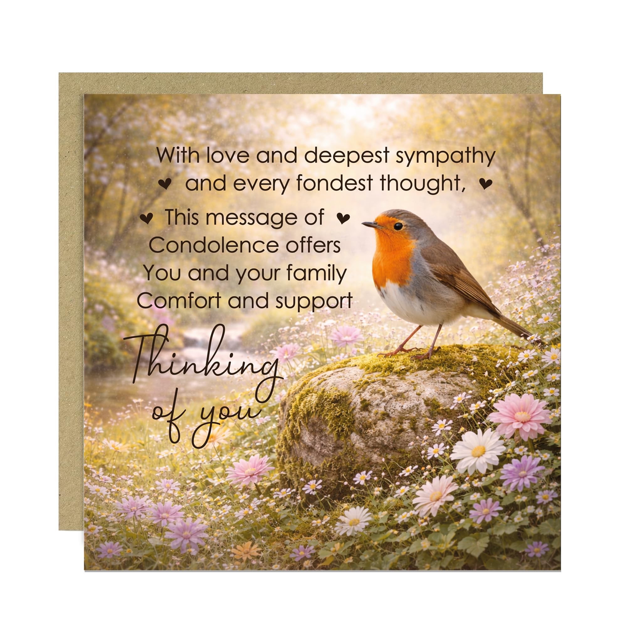 Sympathy Card, Condolence Card, Mourning Bereavement Cards For Adults, Thinking of You, Sorry For Your Loss Greetings Cards 145x145mm With Kraft Envelope (Family Condolence)