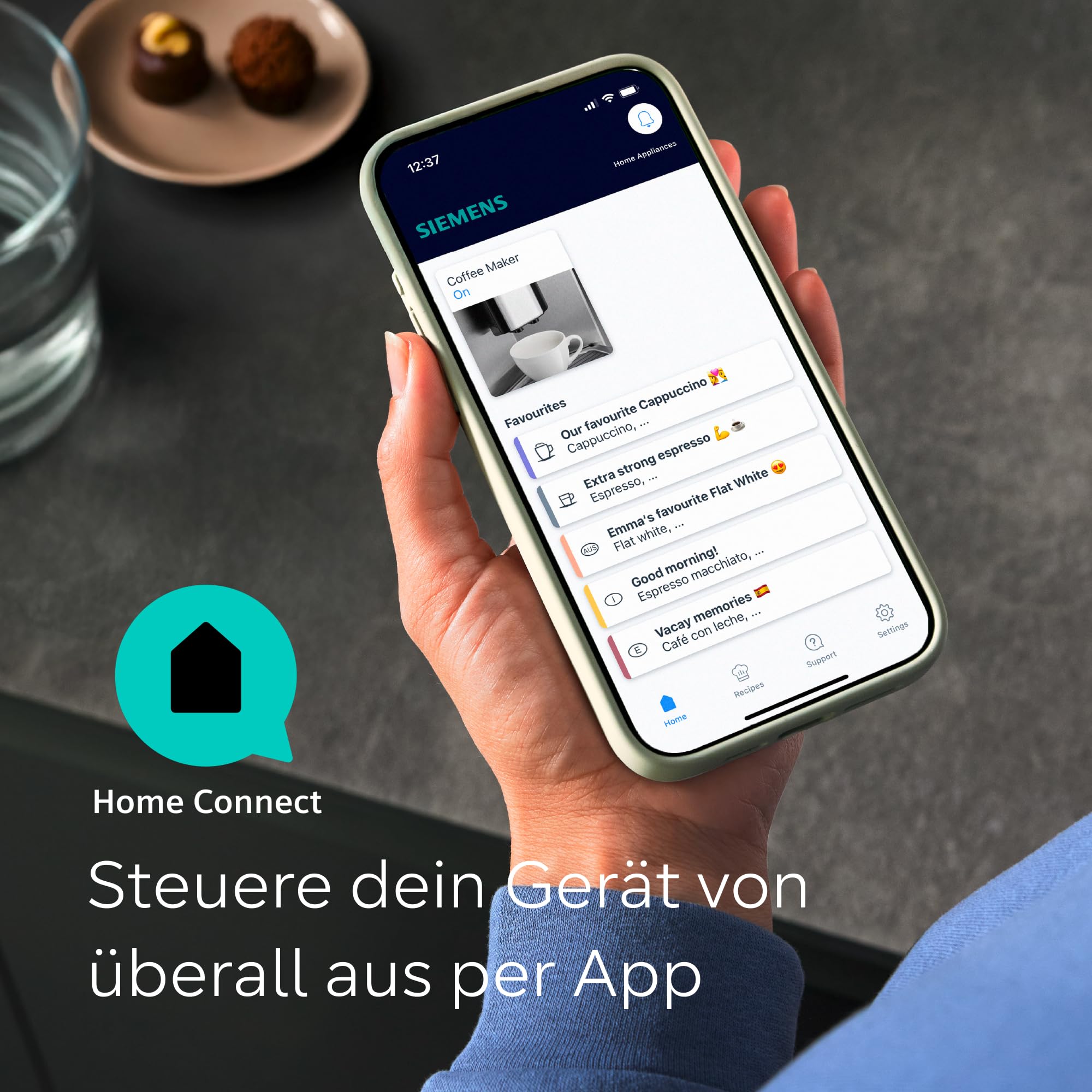 Siemens Kaffeevollautomat EQ900 plus, großes farbiges TFT-Display, autom. Reinigungsystem via Kartuschen, 36 Heiß- und Kaltgetränke, Cold Brew, Doppeltassenfunktion, super leise, Edelstahl, TQ905DZ3 | Großes farbiges TFT-Display, Autom. Reinigungsystem vi