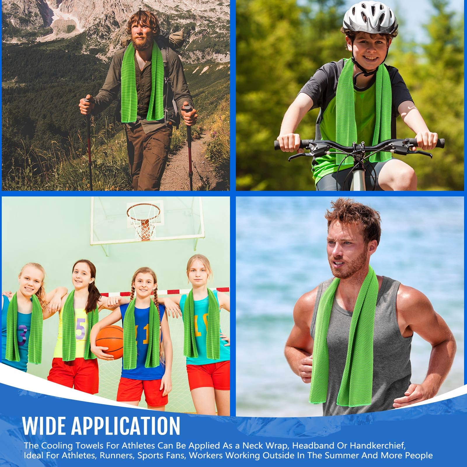 Paquete de 15 Toallas refrescantes con Bolsas de 40 x 12 Pulgadas, Toallas Reutilizables para el Cuello, Ideales para Deportes, Gimnasio, Correr, Yoga, Golf, Ciclismo y Actividades