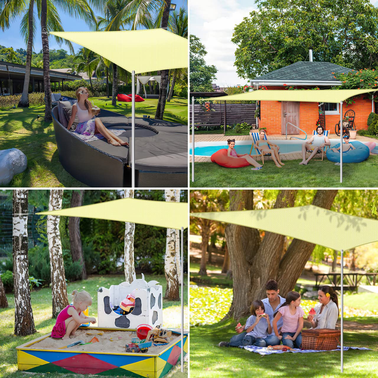 Vela Ombreggiante 3x4m - Tenda Parasole UV 90% HDPE Per Giardino, Patio, Esterno - Foto 6