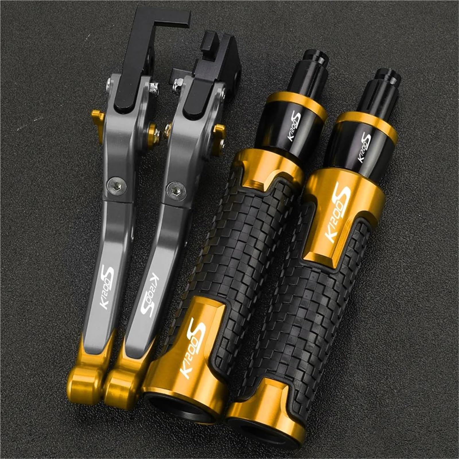 GQUIKGW Replace Motorcycle Accessories Adjustable Clutch Brake Lever Handlebar Grips Ends for BMW K1200S K 1200S K1200 S 2004-2008