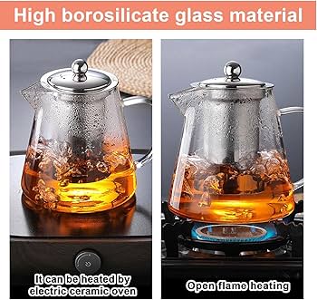Theepot van borosilicaatglas, 1300 ml, met uitneembare zeef