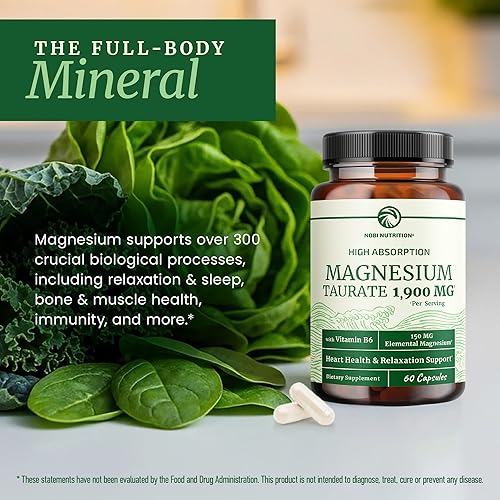 Miniatura 7 de Taurato de magnesio de 1900 mg  Apoyo para la salud del corazón y la relajación  150 mg de magnesio elemental por porción  Taurato Mag de alta