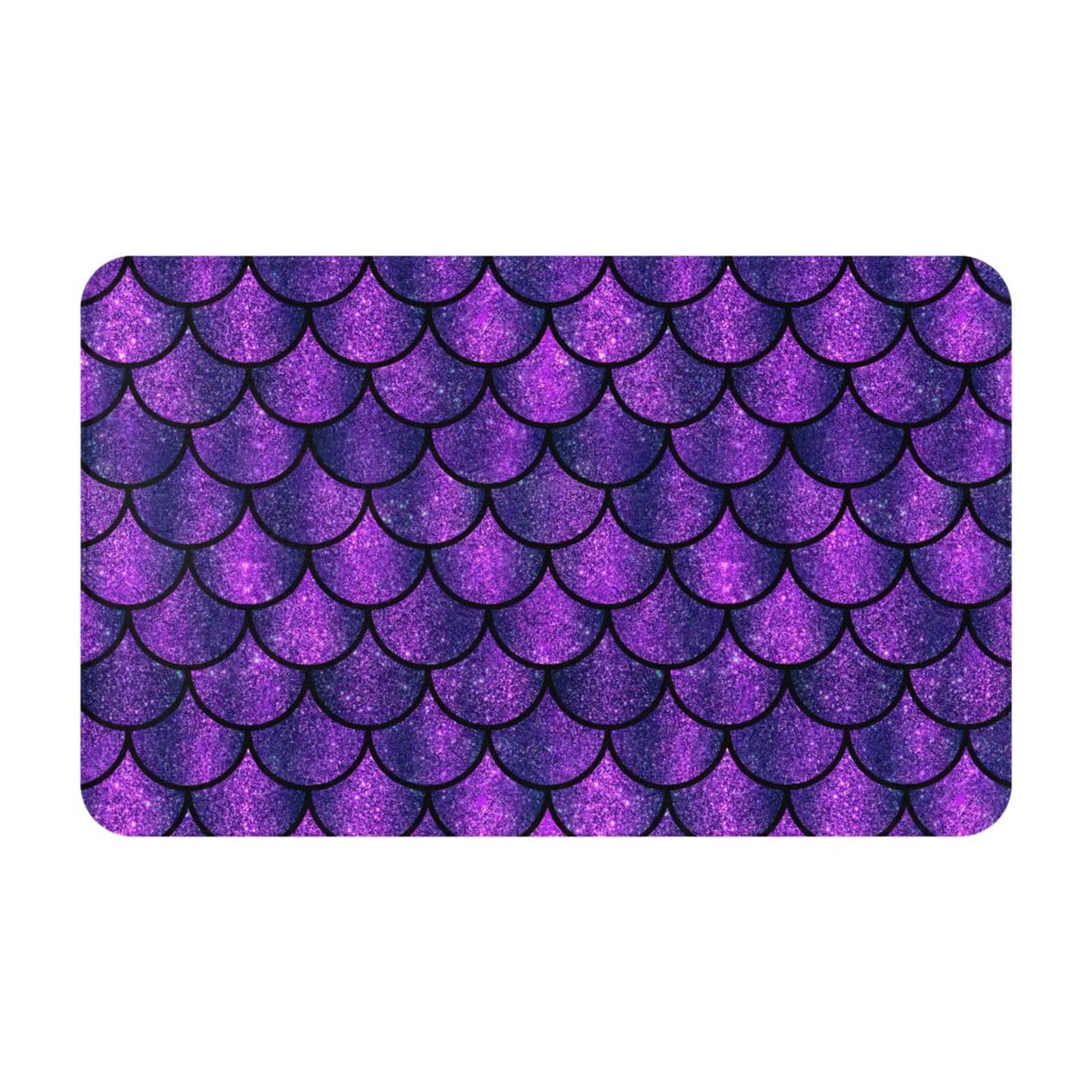 Gearsly Door Mat 50 X 80 cm,Purple Mermaid Fish Scales Sparkly Front Door Mats Indoor Washable,Kitchen Dirt Trapper Doormat Non-slip,Absorbent Inside Entrance Rug Floor Mat for Entryway Pets Dogs