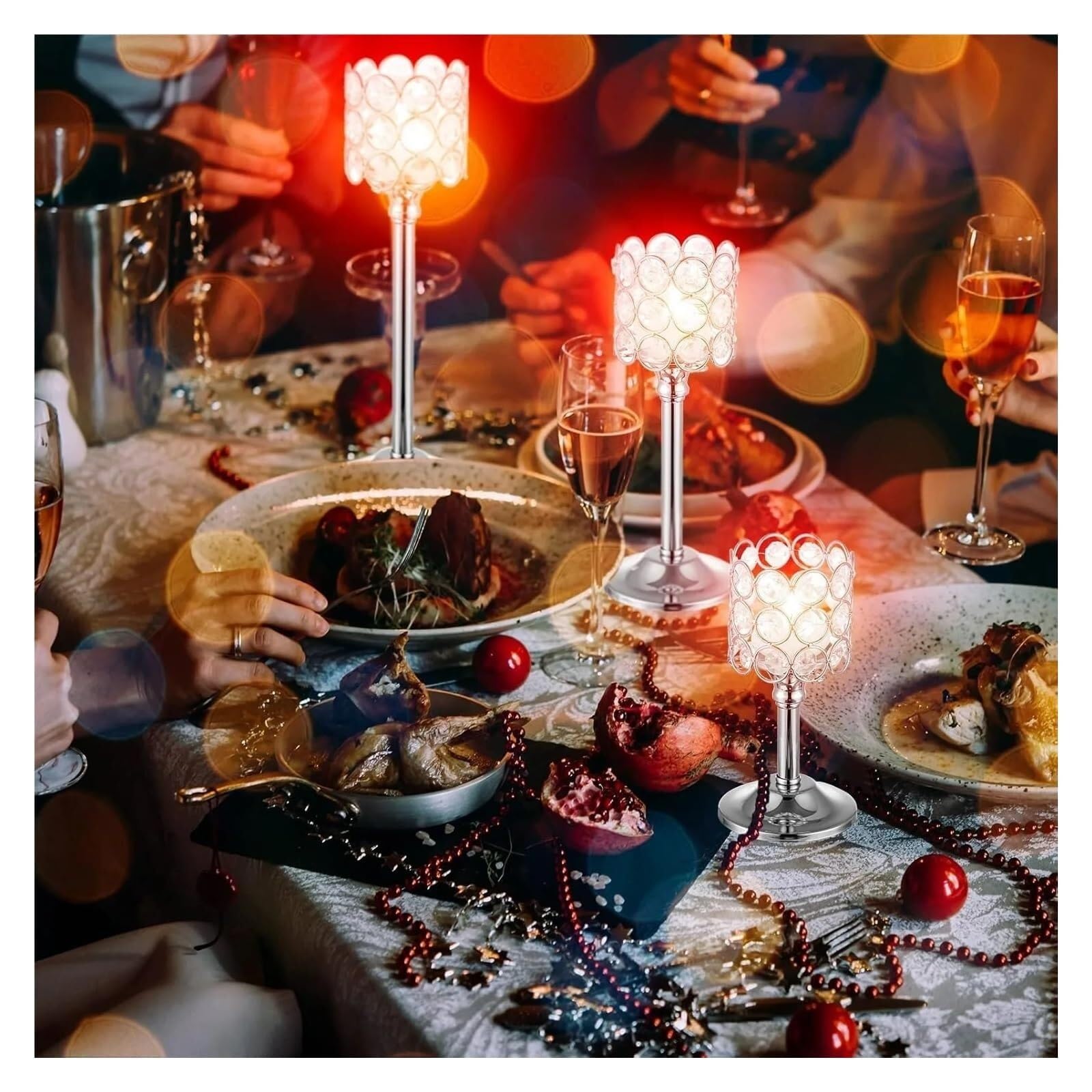 KerzenstäNder 12-teiliges Kristall-Kerzenhalter-Set, 3 Größen, hoher Kerzenständer, Säulenkandelaberständer for Tischdekoration