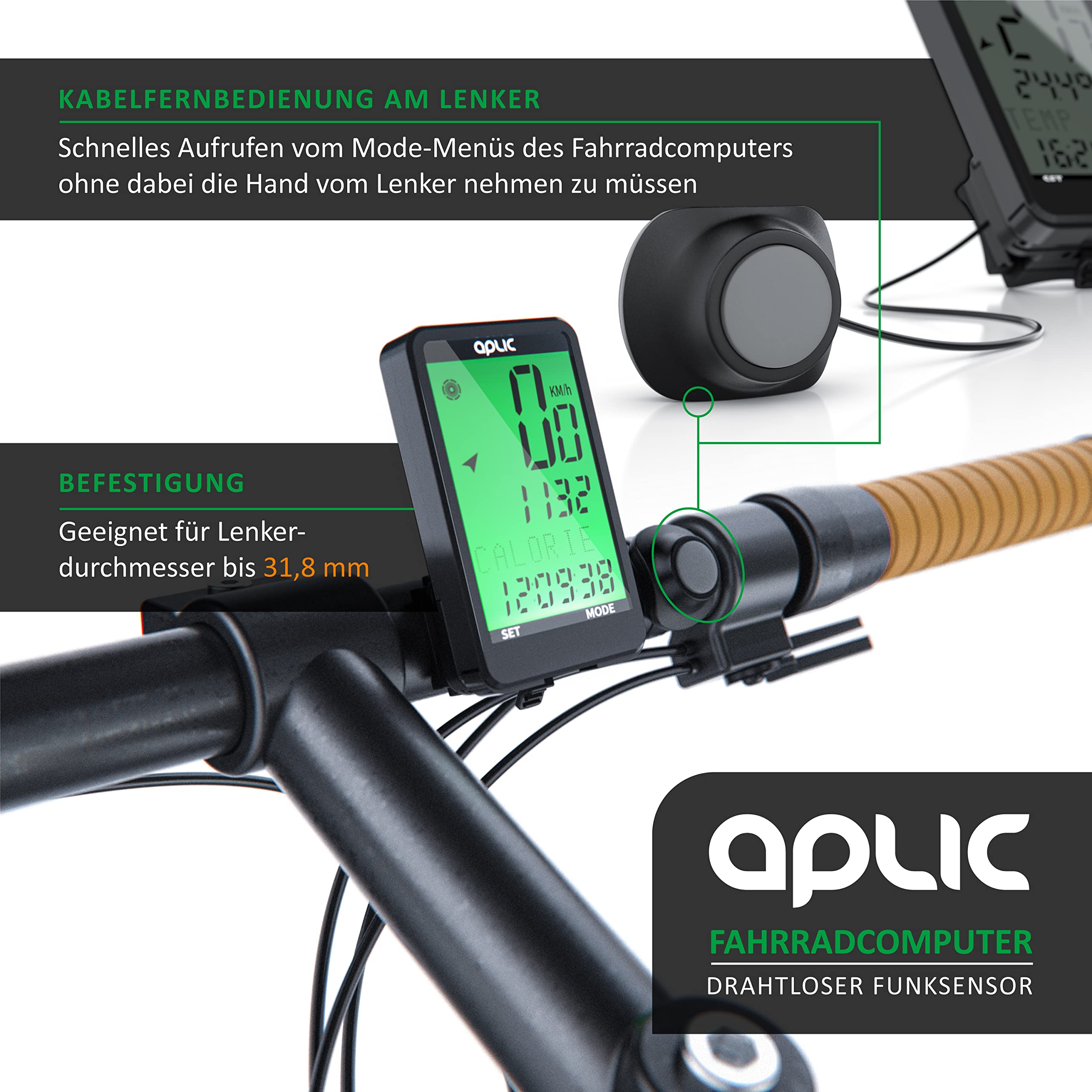 CSL - Bicycle Computer Wireless Digital 17 Functions IP65 Waterproof with Backlight Bicycle Speedometer with 2.5 Inch LCD Display Black : Buy Online at Best Price in KSA