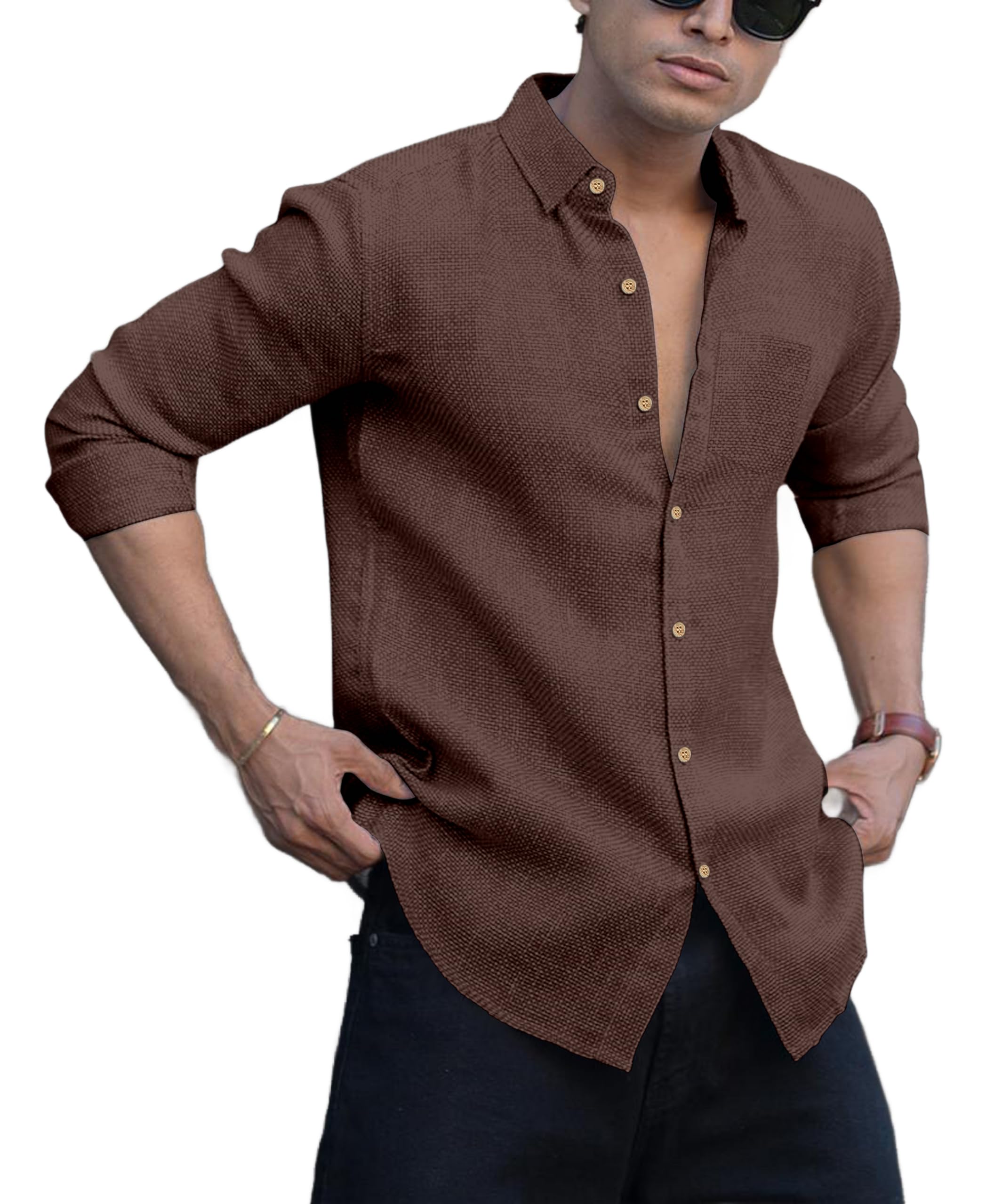Men's Solid Linen Cotton Shirt | Casual | Plain | Full Sleeve | Summer-Regular Fit| Men Stylish Shirt | Everyday Formal Wear