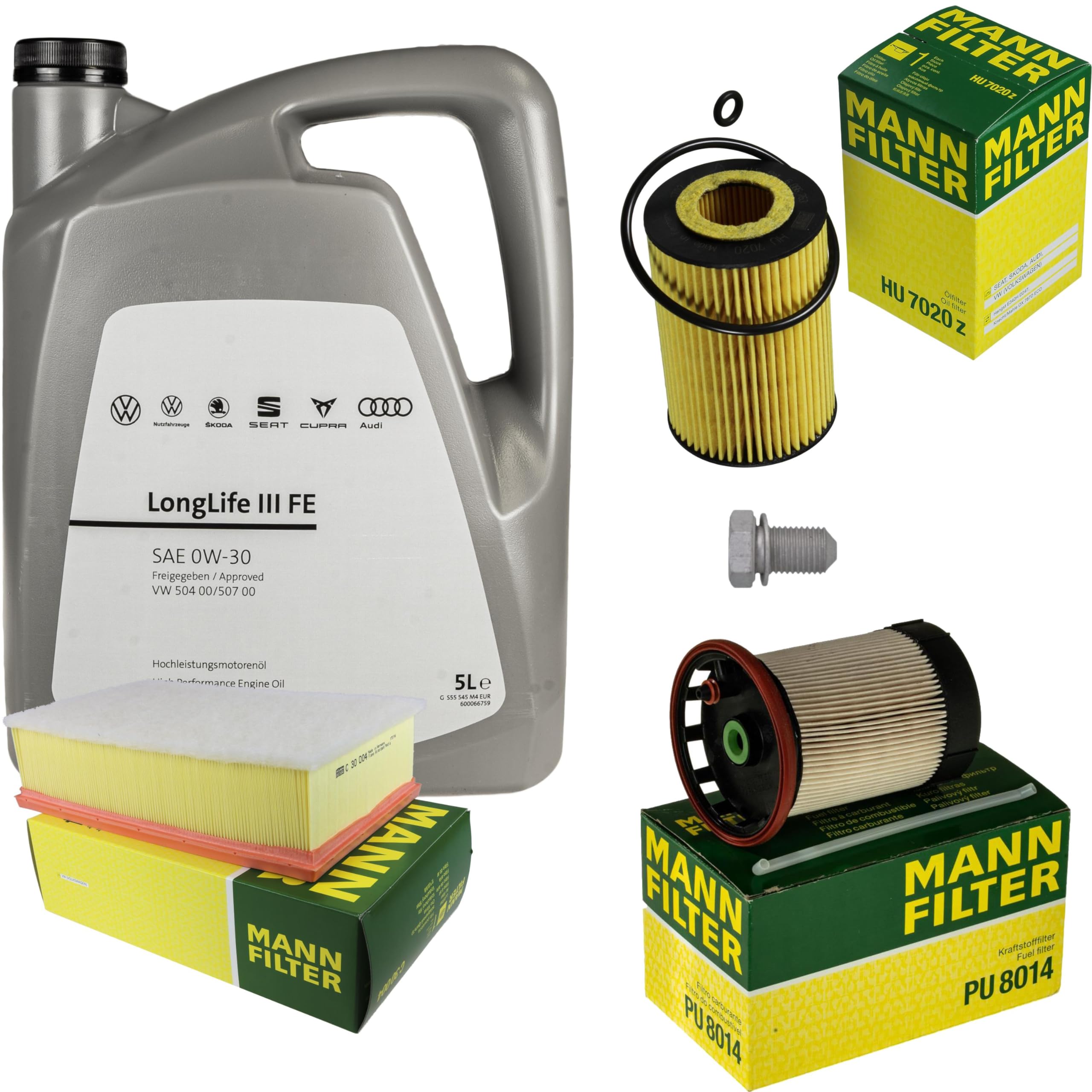 Pacchetto di ispezione pacchetto di manutenzione filtro con 5 l 0W-30 olio motore LongLife 3 FE, filtro olio filtro aria filtro carburante vite di scarico olio