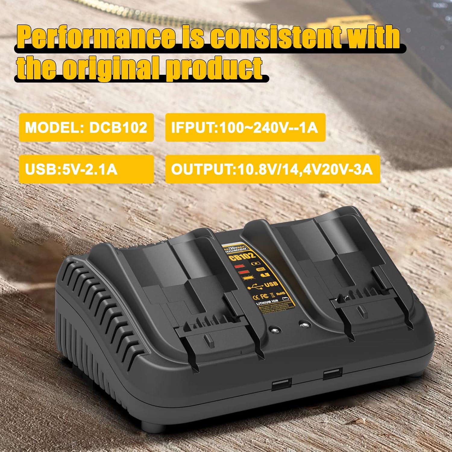 Powilling DCB102BP Replacement Charger for DeWalt DCB102BP 20-Volt MAX Jobsite Charging Station - Image 6