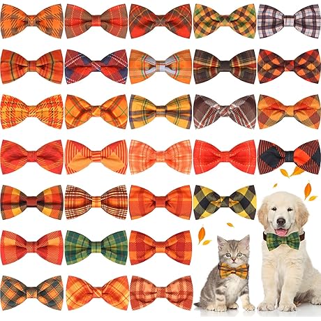 Sweetude Plaid Thanksgiving Dog Bow Ties