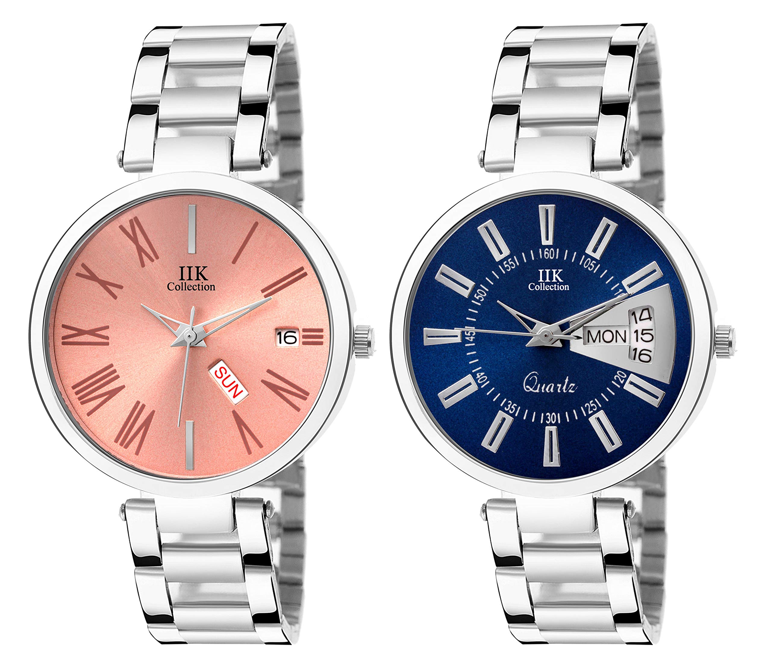 IIK COLLECTION Round Dial Stainless Steel Bracelet Chain Analogue Day & Date Functioning Watch for Women and Girls (B08R1WHBFD) Amazon Price History, Amazon Price Tracker