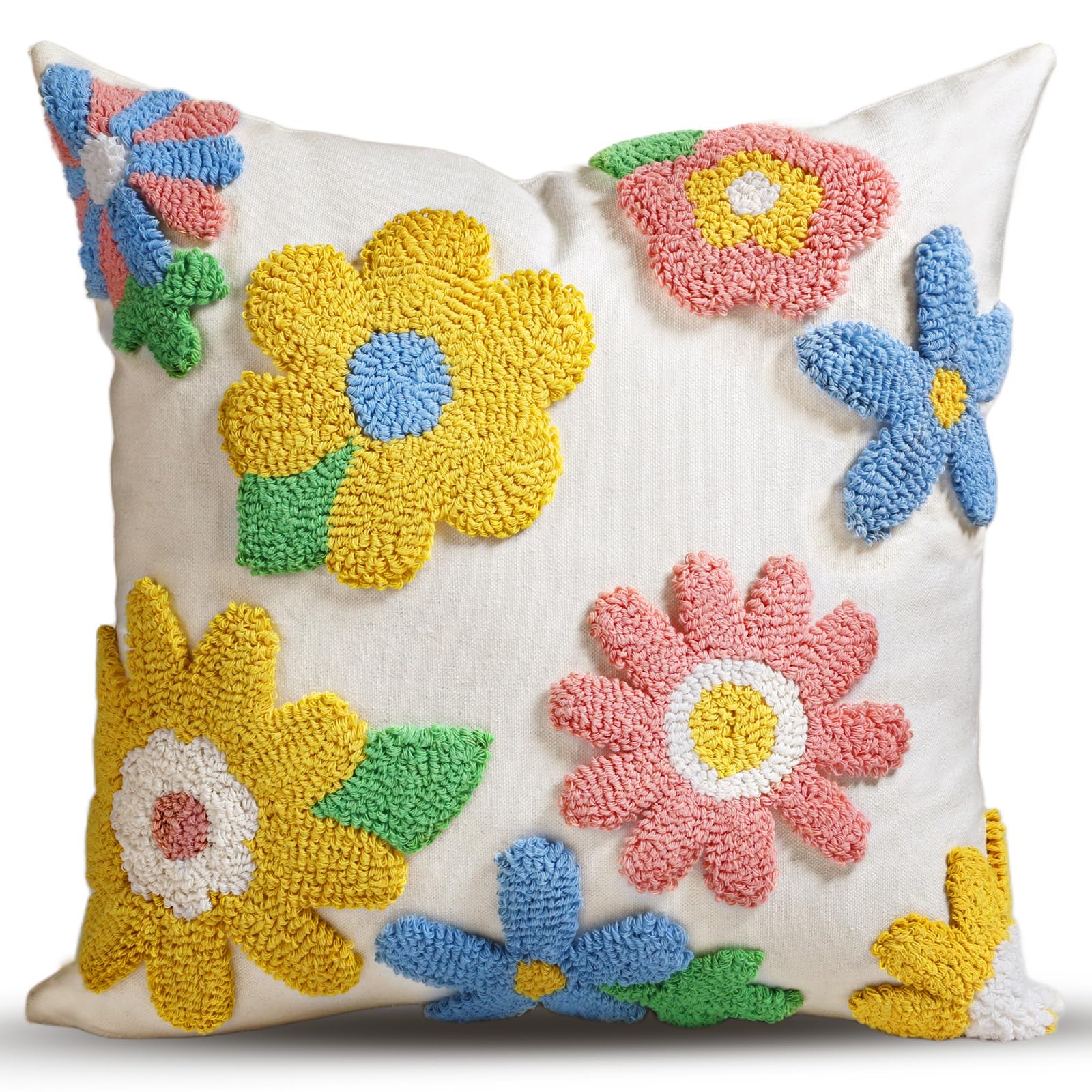 Kokaaee Throw Pillow Covers 18x18 - Tufted Decorative Pillow Cover with Zipper for Couch Sofa Bed Living Room